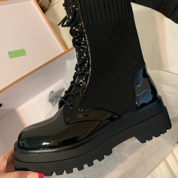 Lace Chunky Platform Boots - Picture 3 of 6